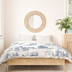 Toile de Jouy Vintage French Navy Blue & White Pastoral Duvet Cover Gallery Image 3