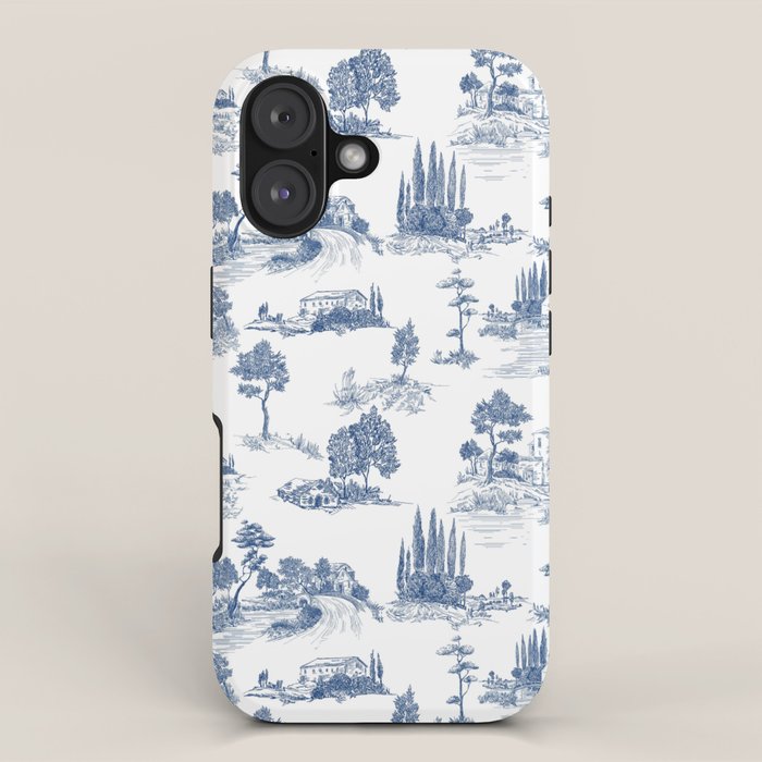 Toile de Jouy Vintage French Navy Blue & White Pastoral iPhone Case Gallery Image 1