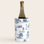 Toile de Jouy Vintage French Navy Blue & White Pastoral Wine Chiller Gallery Image 1
