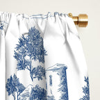 Toile de Jouy Vintage French Navy Blue & White Pastoral Window Curtain Gallery Image 2