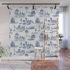 Toile de Jouy Vintage French Navy Blue & White Pastoral Wall Mural Gallery Image 1