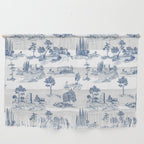 Toile de Jouy Vintage French Navy Blue & White Pastoral Wall Hanging Gallery Image 1