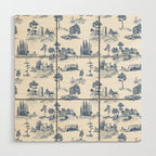 Toile de Jouy Vintage French Navy Blue & White Pastoral Wood Wall Art Gallery Image 1