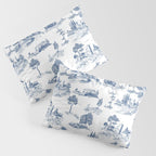 Toile de Jouy Vintage French Navy Blue & White Pastoral Pillow Sham Gallery Image 3