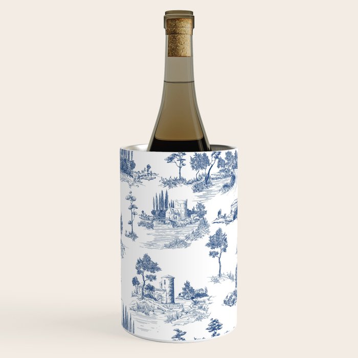 Toile de Jouy Vintage French Navy Blue & White Pastoral Wine Chiller Gallery Image 3