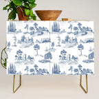 Toile de Jouy Vintage French Navy Blue & White Pastoral Credenza Gallery Image 1