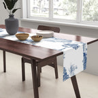 Toile de Jouy Vintage French Navy Blue & White Pastoral Table Runner Gallery Image 2