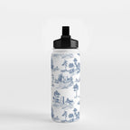 Toile de Jouy Vintage French Navy Blue & White Pastoral Water Bottle Gallery Image 2