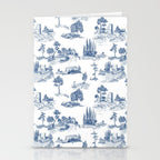 Toile de Jouy Vintage French Navy Blue & White Pastoral Stationery Card Gallery Image 2