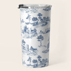 Toile de Jouy Vintage French Navy Blue & White Pastoral Travel Mug Gallery Image 3