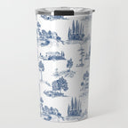 Toile de Jouy Vintage French Navy Blue & White Pastoral Travel Mug Gallery Image 1
