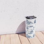 Toile de Jouy Vintage French Navy Blue & White Pastoral Travel Mug Gallery Image 4