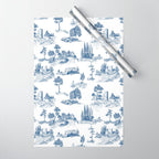 Toile de Jouy Vintage French Navy Blue & White Pastoral Wrapping Paper Gallery Image 1