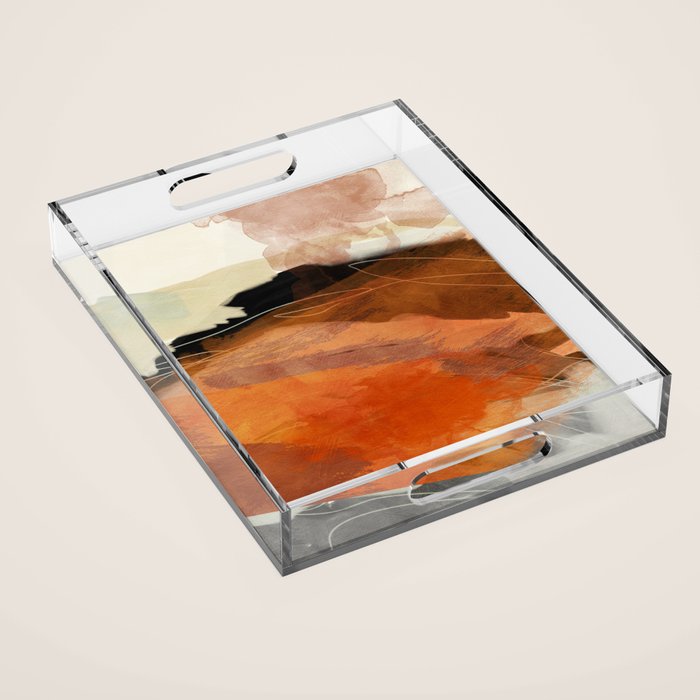 landscape in fall abstract art Acrylic Tray Gallery Image 1