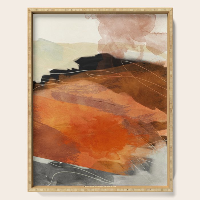 landscape in fall abstract art Serving Tray Gallery Image 1