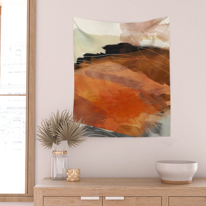 landscape in fall abstract art Wall Tapestry Gallery Image 2