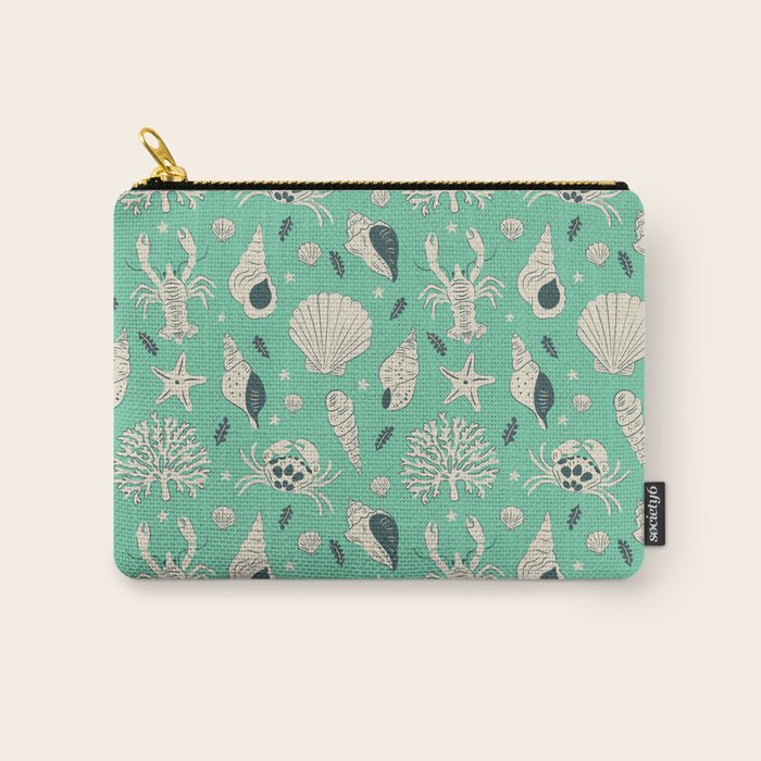 Ocean Crustaceans And Nautical Seashells Carry All Pouch Gallery Image 1