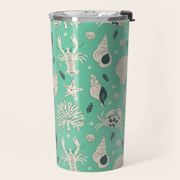 Ocean Crustaceans And Nautical Seashells Travel Mug Gallery Image 2