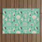 Ocean Crustaceans And Nautical Seashells Outdoor Rug Gallery Image 1