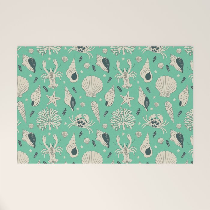 Ocean Crustaceans And Nautical Seashells Welcome Mat Gallery Image 1