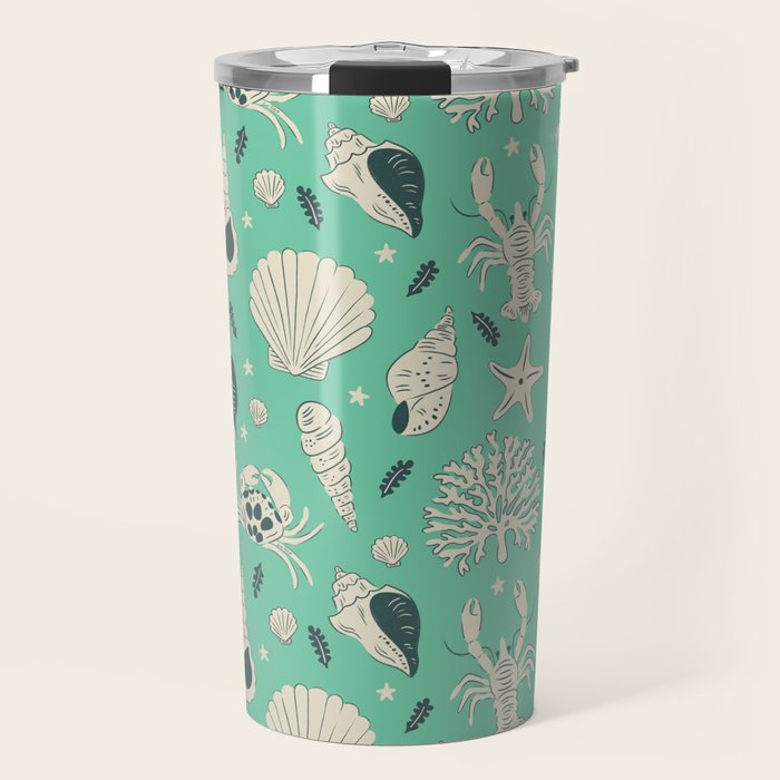 Ocean Crustaceans And Nautical Seashells Travel Mug Gallery Image 1