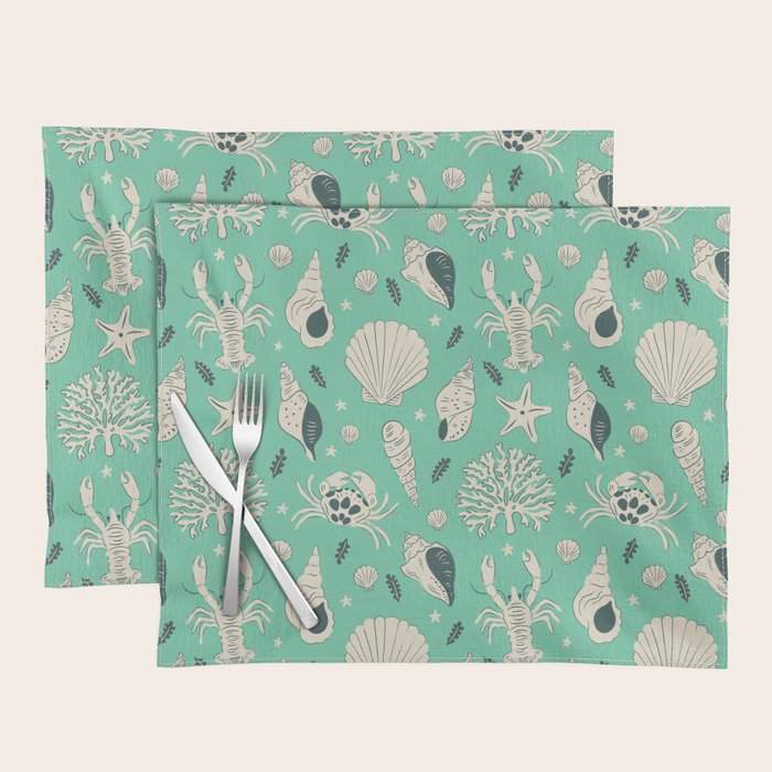 Ocean Crustaceans And Nautical Seashells Placemat Gallery Image 1