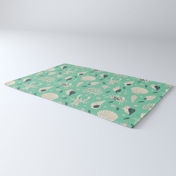 Ocean Crustaceans And Nautical Seashells Rug Gallery Image 3