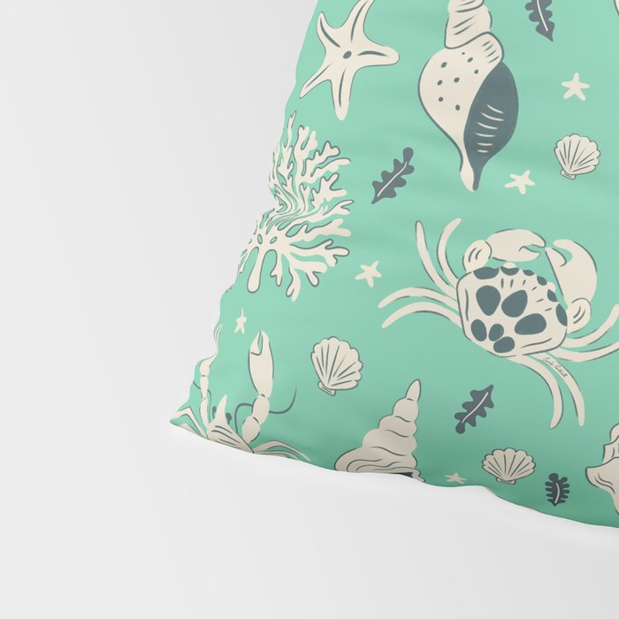 Ocean Crustaceans And Nautical Seashells Pillow Sham Gallery Image 4
