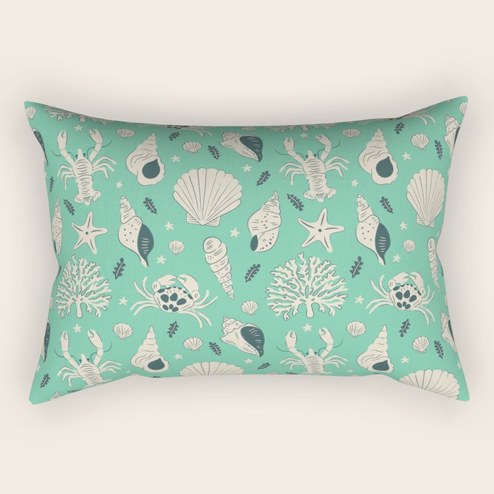 Ocean Crustaceans And Nautical Seashells Rectangular Pillow Gallery Image 2