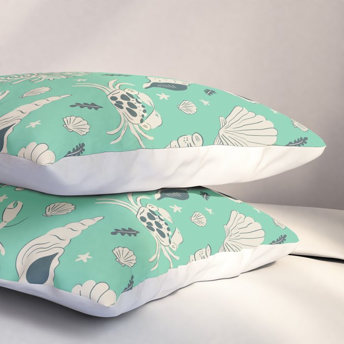 Ocean Crustaceans And Nautical Seashells Pillow Sham Gallery Image 3