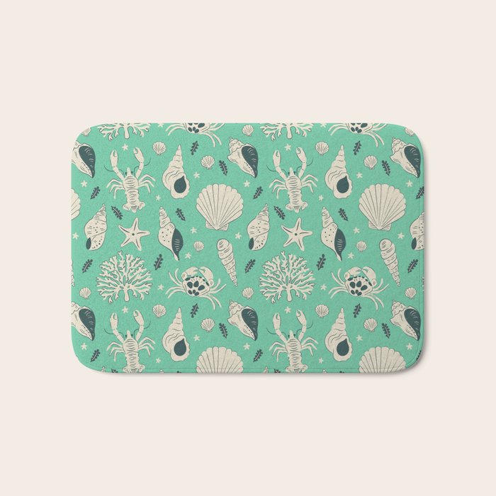 Ocean Crustaceans And Nautical Seashells Bath Mat Gallery Image 1