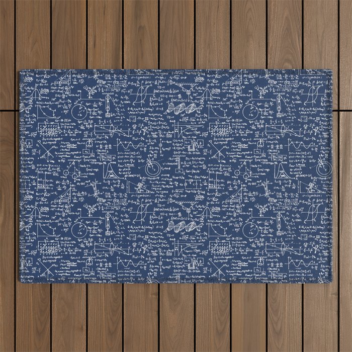 Physics Equations // Navy Outdoor Rug Gallery Image 1