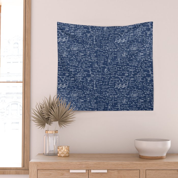 Physics Equations // Navy Wall Tapestry Gallery Image 2