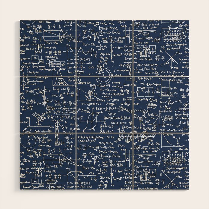 Physics Equations // Navy Wood Wall Art Gallery Image 1