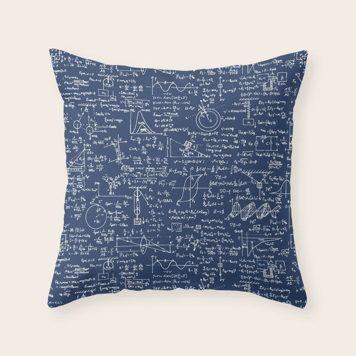 Physics Equations // Navy Throw Pillow Gallery Image 1