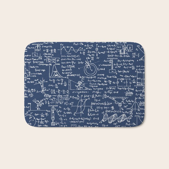 Physics Equations // Navy Bath Mat Gallery Image 1