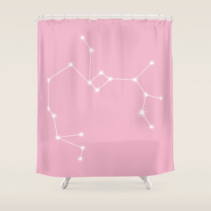 Sagittarius Zodiac Star Constellation Line Art Soft Pink Shower Curtain Gallery Image 1