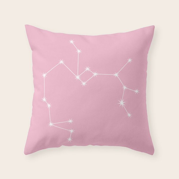 Sagittarius Zodiac Star Constellation Line Art Soft Pink Throw Pillow Gallery Image 6