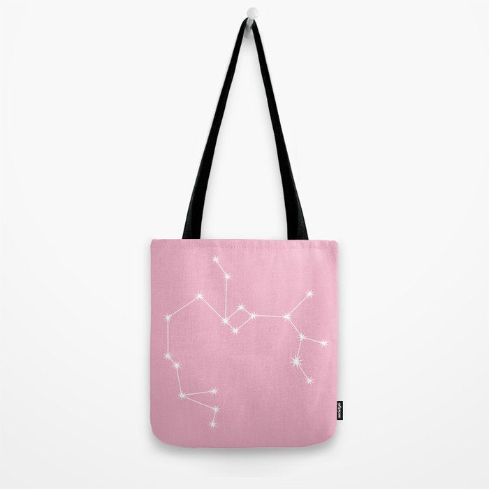 Sagittarius Zodiac Star Constellation Line Art Soft Pink Tote Bag Gallery Image 2