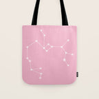 Sagittarius Zodiac Star Constellation Line Art Soft Pink Tote Bag Gallery Image 1
