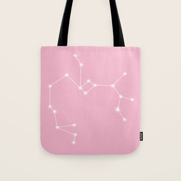 Sagittarius Zodiac Star Constellation Line Art Soft Pink Tote Bag Gallery Image 1