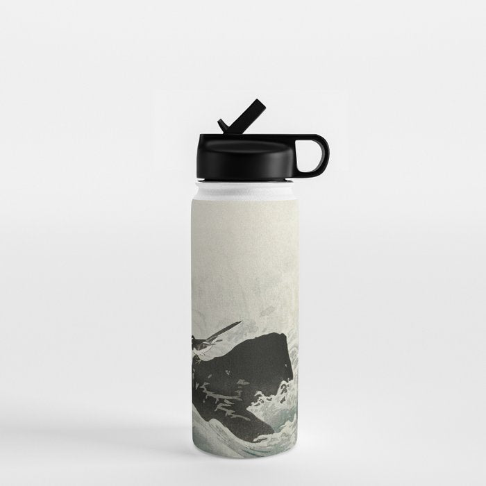 Ohara Koson, Bird And Waterfall -Vintage Japanese Woodblock Print  Water Bottle Gallery Image 1