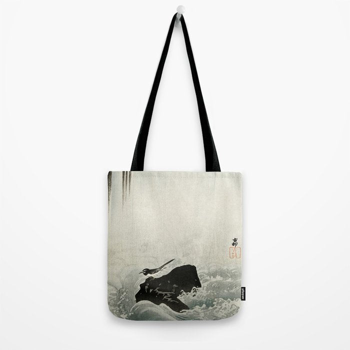 Ohara Koson, Bird And Waterfall -Vintage Japanese Woodblock Print  Tote Bag Gallery Image 2