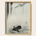 Ohara Koson, Bird And Waterfall -Vintage Japanese Woodblock Print  Serving Tray Gallery Image 1