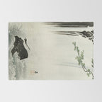 Ohara Koson, Bird And Waterfall -Vintage Japanese Woodblock Print  Rug Gallery Image 2