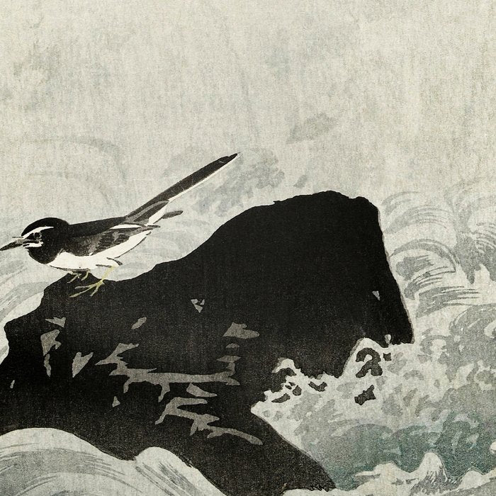 Ohara Koson, Bird And Waterfall -Vintage Japanese Woodblock Print  Coffee Mug Gallery Image 2