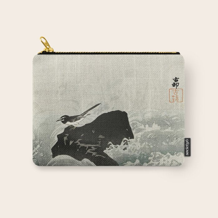 Ohara Koson, Bird And Waterfall -Vintage Japanese Woodblock Print  Carry All Pouch Gallery Image 1