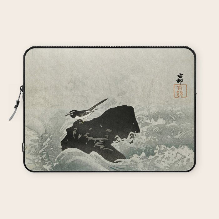 Ohara Koson, Bird And Waterfall -Vintage Japanese Woodblock Print  Laptop Sleeve Gallery Image 1