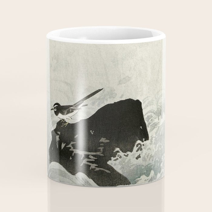 Ohara Koson, Bird And Waterfall -Vintage Japanese Woodblock Print  Coffee Mug Gallery Image 4