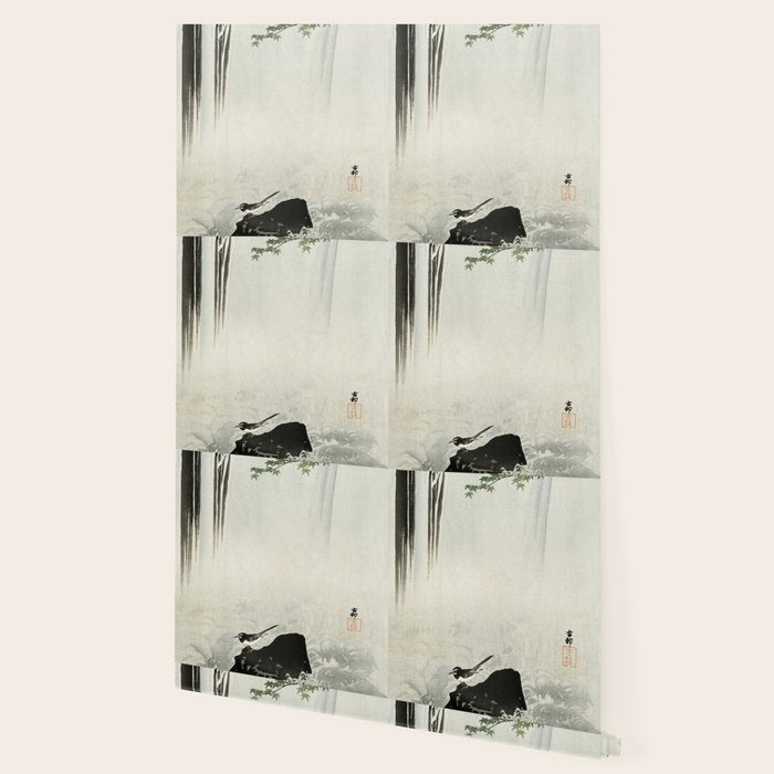 Ohara Koson, Bird And Waterfall -Vintage Japanese Woodblock Print  Wallpaper Gallery Image 2